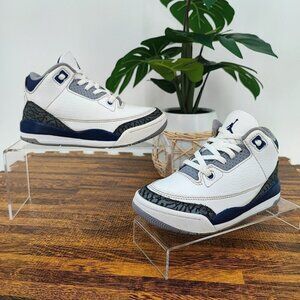 Nike Kid’s Air Jordan 3 Retro PS GS White Midnight Navy Sneakers Size 11C US